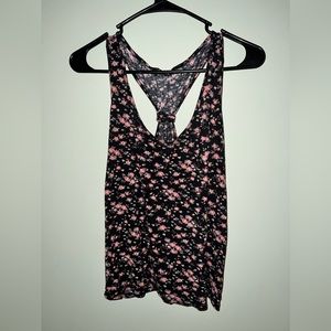 Black and Pink Flower Tank Top
